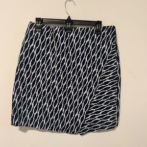 LOFT Navy and White Textured Mini Skirt